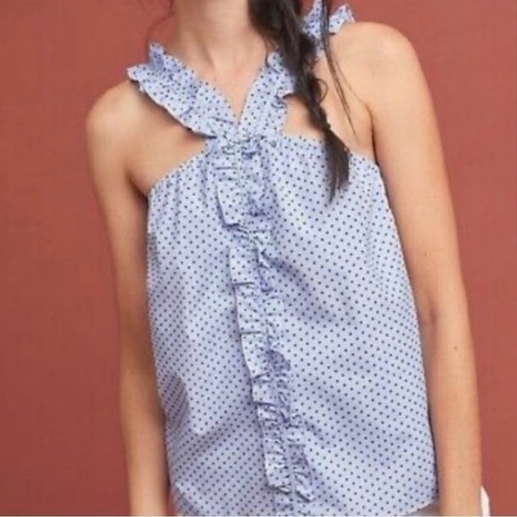 Anthropologie Waverly Grey Berlin Ruffle Halter Top Size X-Small - Picture 2 of 9